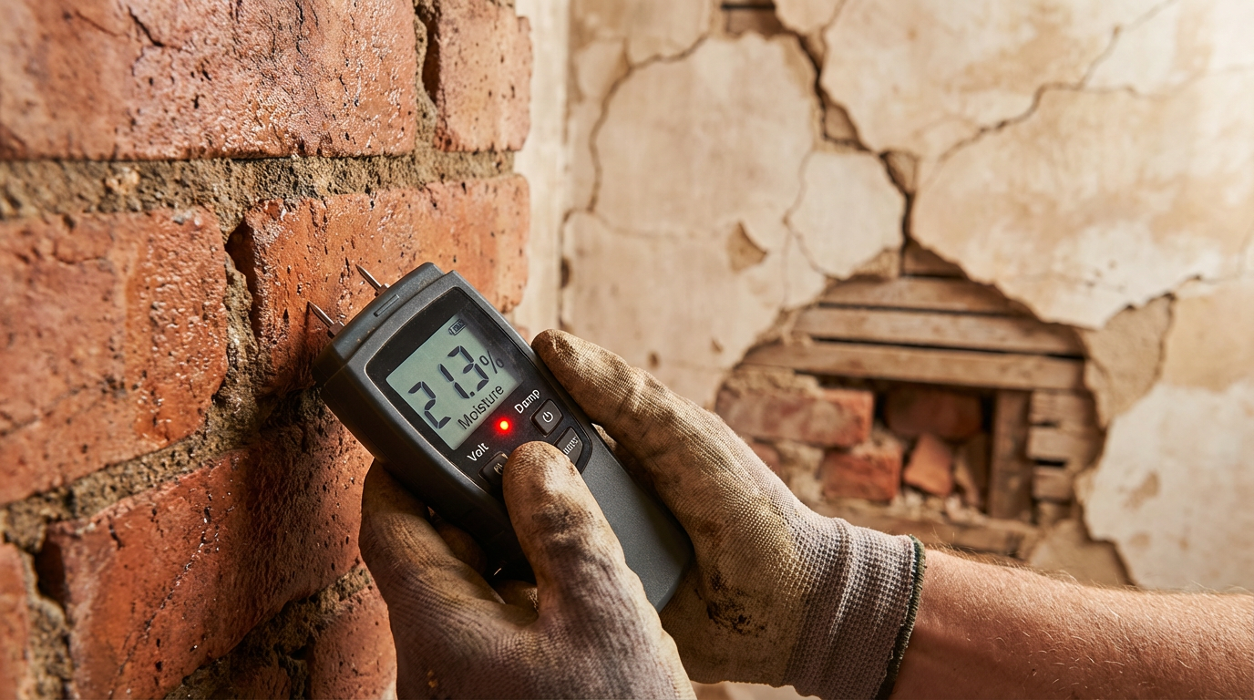 Oxford Surveyor conducting a detailed building inspection in an Oxfordshire property